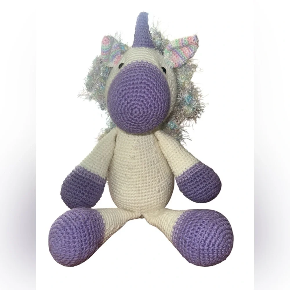 Unicorn hand crochet plush handmade 18” beautiful dreadlocks new